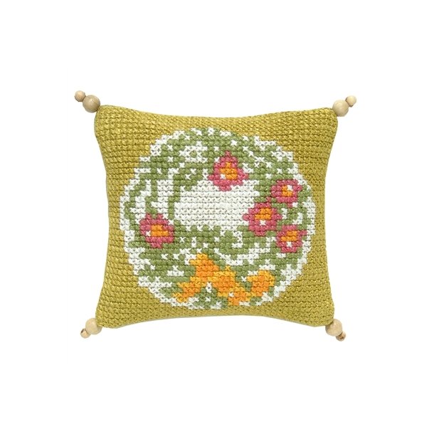 Blomsterkrans p gulgrn bund