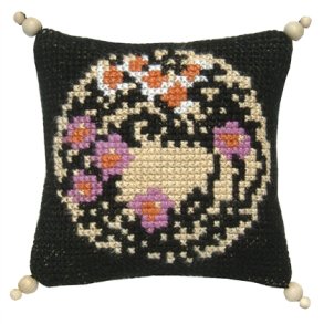 Blomsterkrans p� sort bund