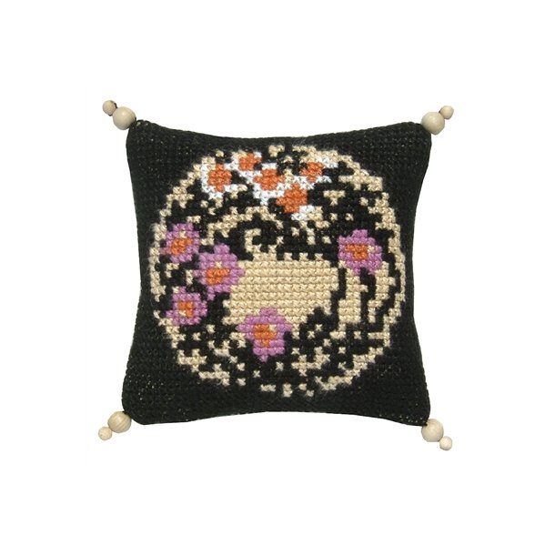 Blomsterkrans p sort bund