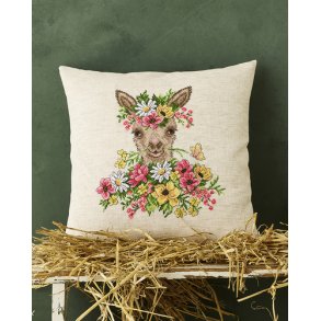 Alpaka i blomster pude